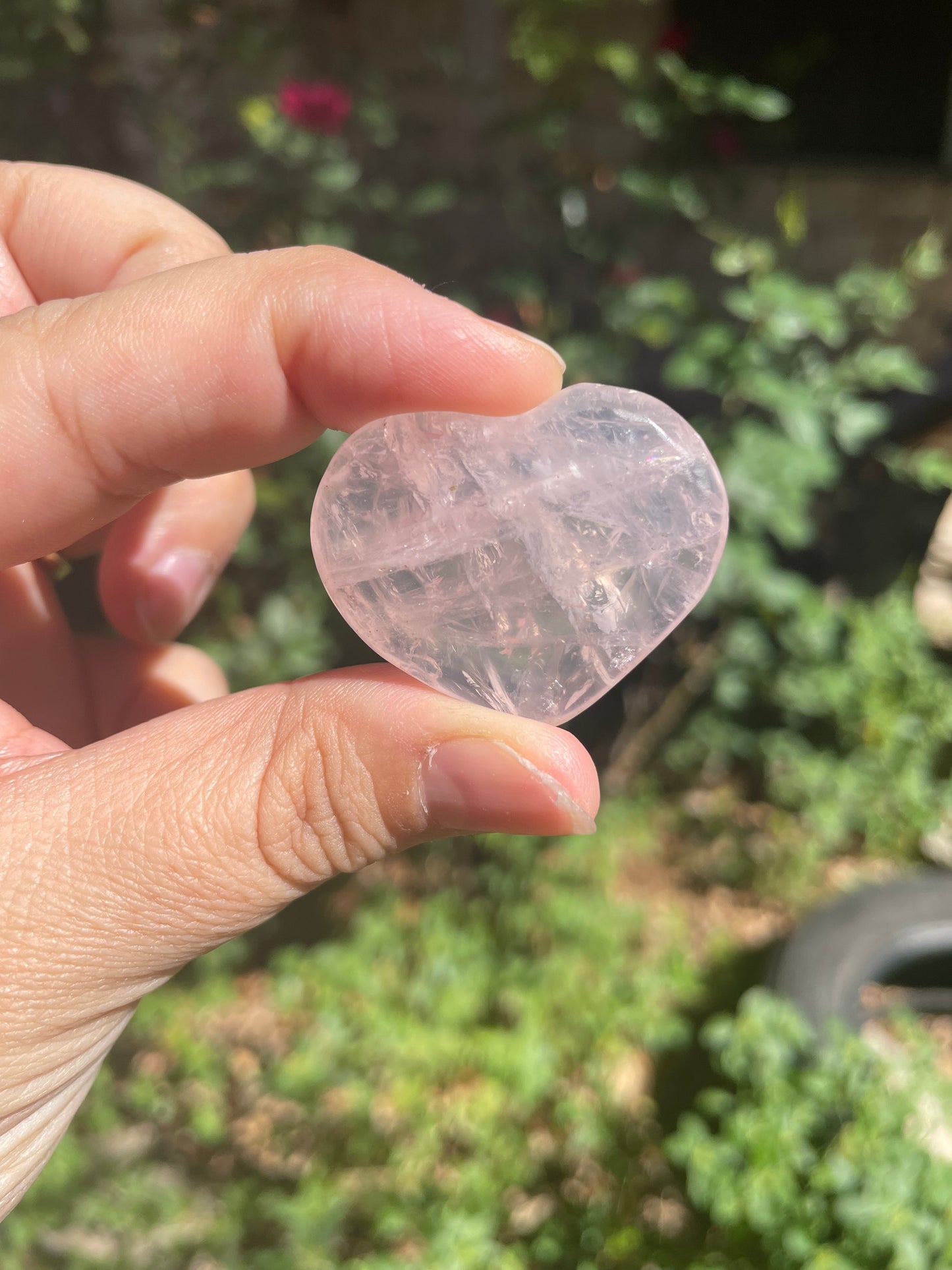 High Quality Brazilian Rose Quartz Small Heart Carving